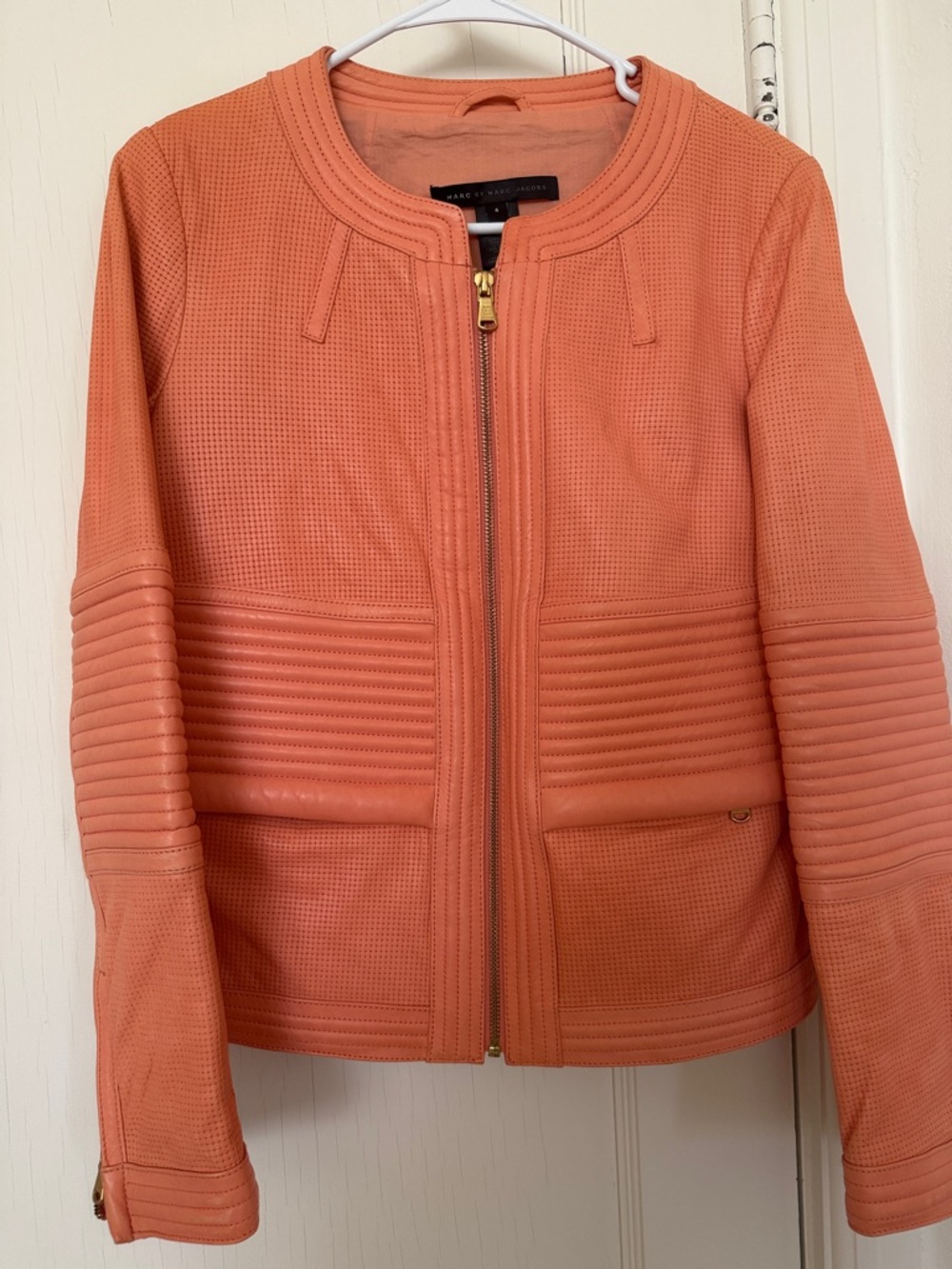 Marc Jacob’s pink leather moto jacket